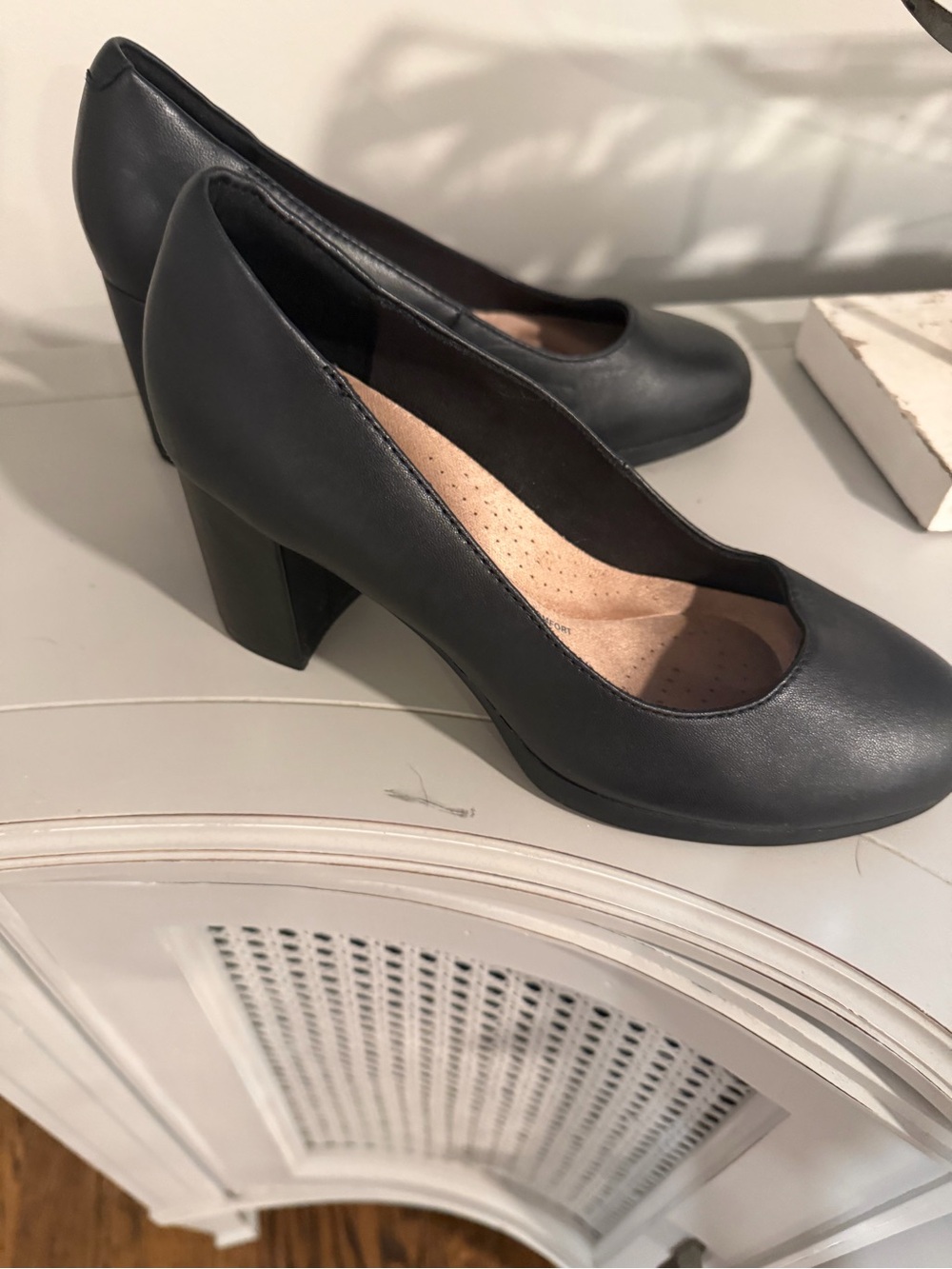 Clarks Ultimate Comfort Classic Black Block Heel Pumps - Women